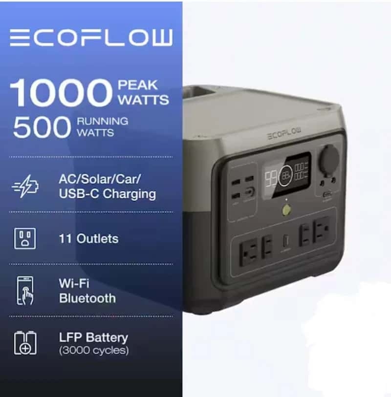 Sistema Ecoflow 1000 Watts con Panel Solar 160 Watts - Miniatura 2