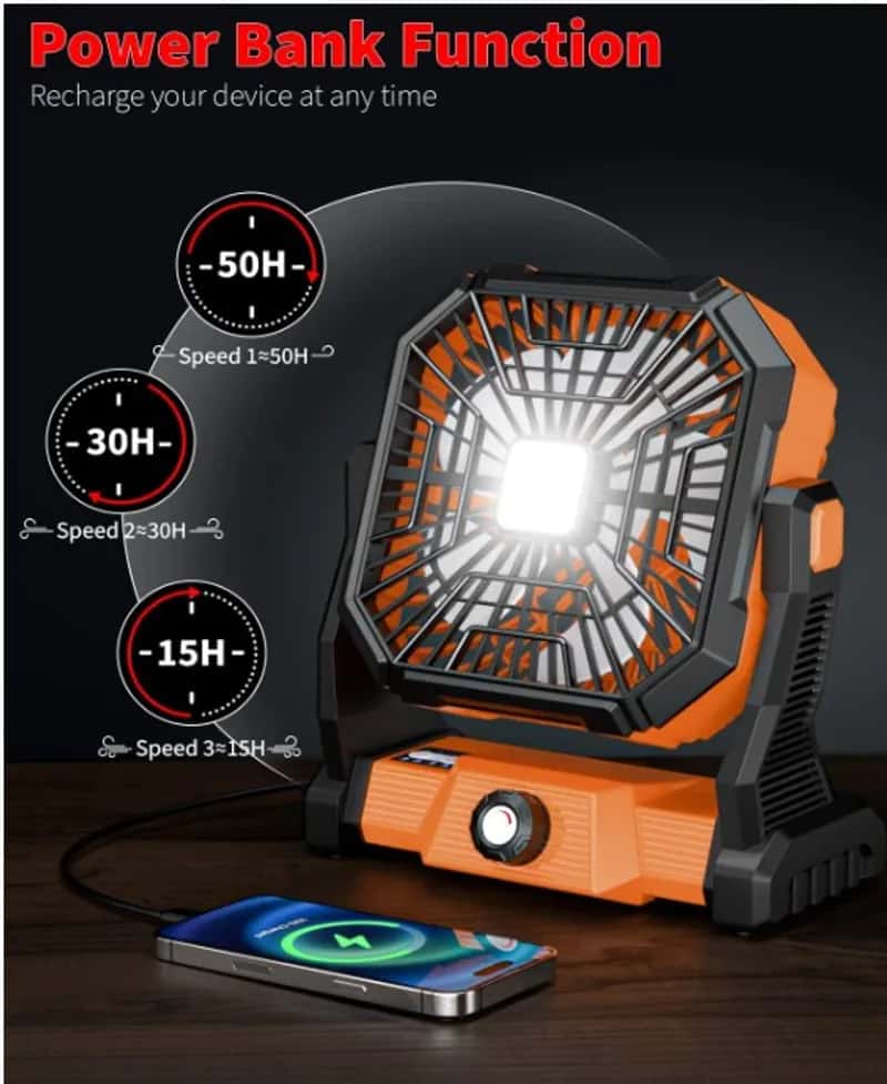 Ventilador Lámpara Recargable 20000 MAH (2 Unidades) - Miniatura 3