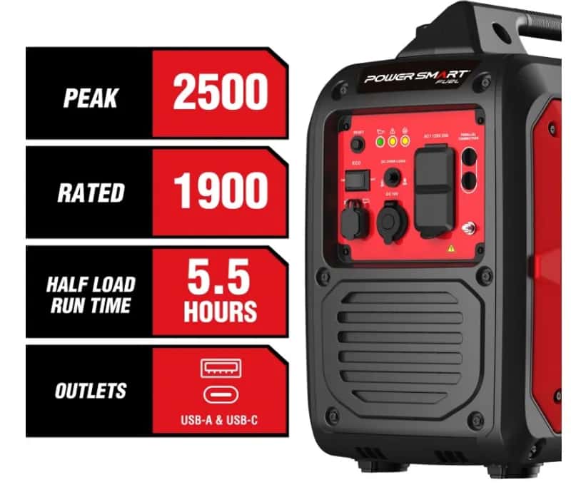 Generador portátil inversor PowerSmart de 2500 W, súper silencioso - Miniatura 2