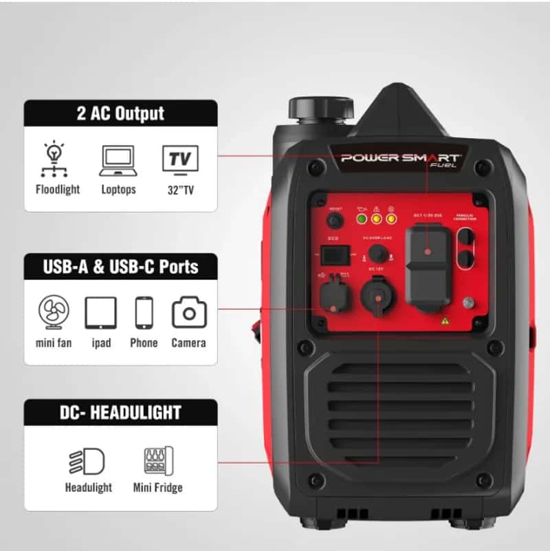 Generador portátil inversor PowerSmart de 2500 W, súper silencioso - Miniatura 3