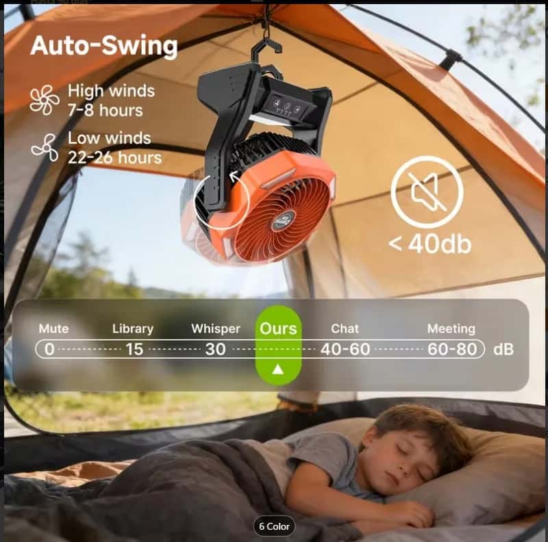 Ventilador Lámpara Recargable 20000 MAH - Miniatura 3