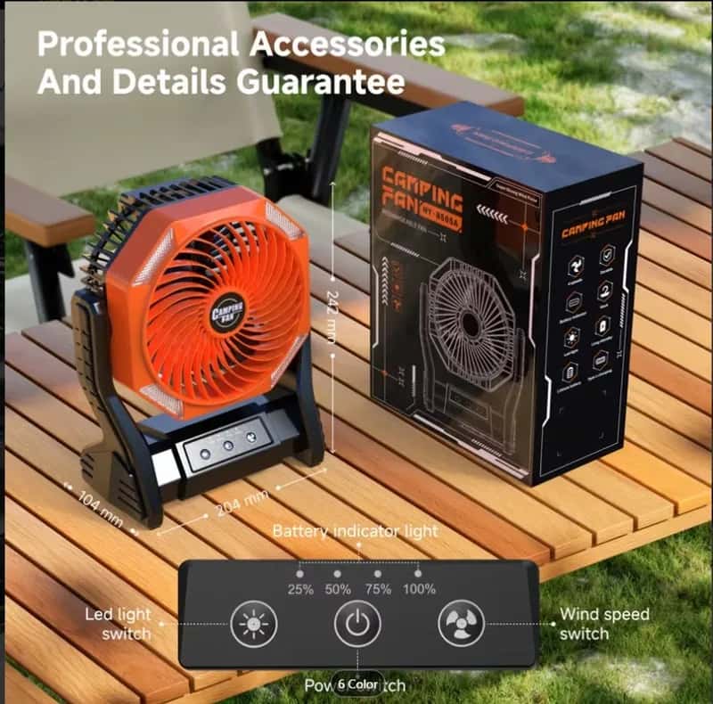Ventilador Lámpara Recargable 20000 MAH - Miniatura 4