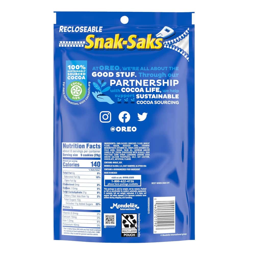 Mini galletas sándwich de chocolate Snak-Saks Oreo (226 g / 8 oz) - Miniatura 5