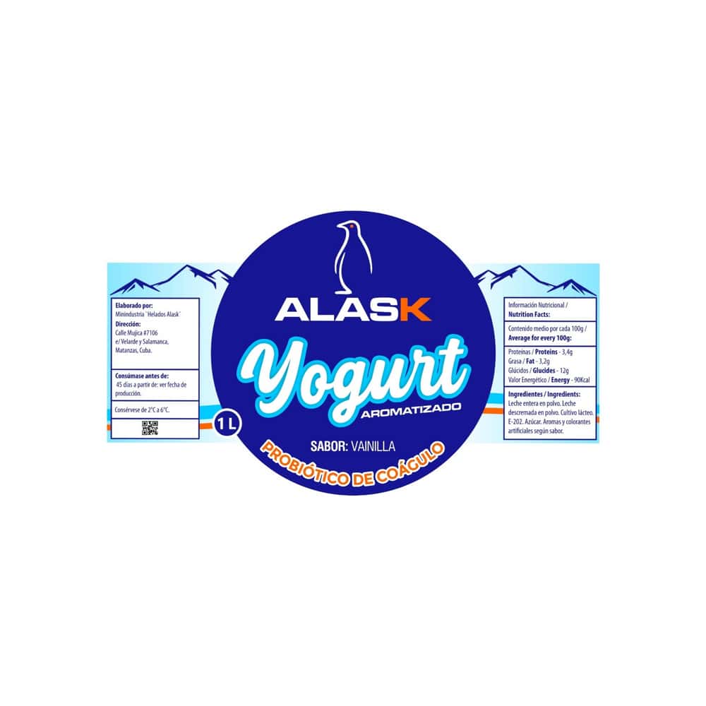 Yogurt probiótico de coágulo sabor vainilla Alask (1 L) - Miniatura 2