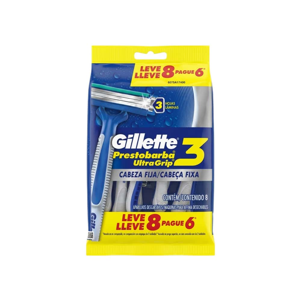 Máquina de afeitar desechable Gillette Prestobarba3 UltraGrip (8 U) - Miniatura 1