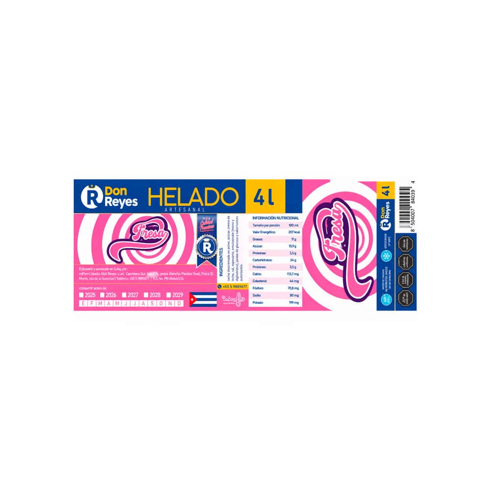Helado artesanal sabor fresa Don Reyes (4 L) - Miniatura 4