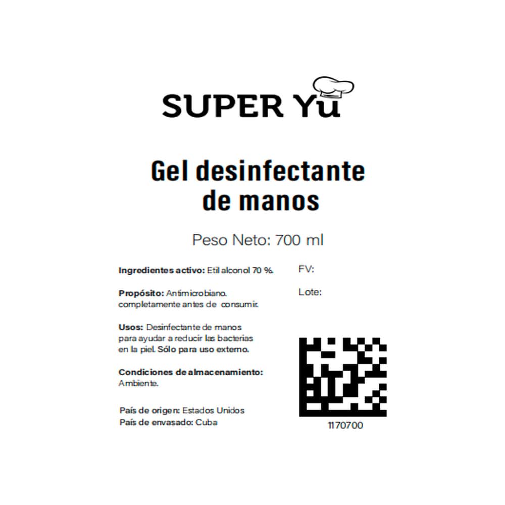 Gel desinfectante de manos Super Yu (700 ml) - Miniatura 2