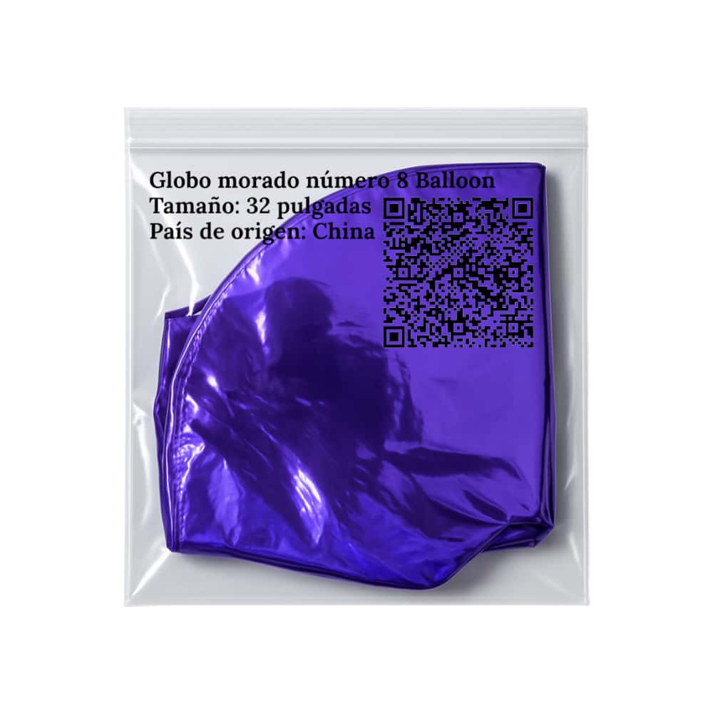 Globo morado número 8 Balloon (32 pulgadas) - Miniatura 3