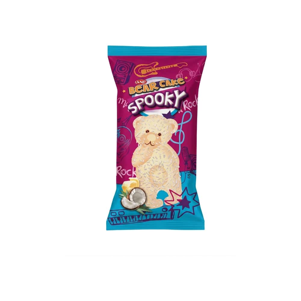 Pastelito en forma de oso Spooky con cobertura de chocolate blanco y rayadura de coco Ani (40 g / 1.41 oz) - Miniatura 1