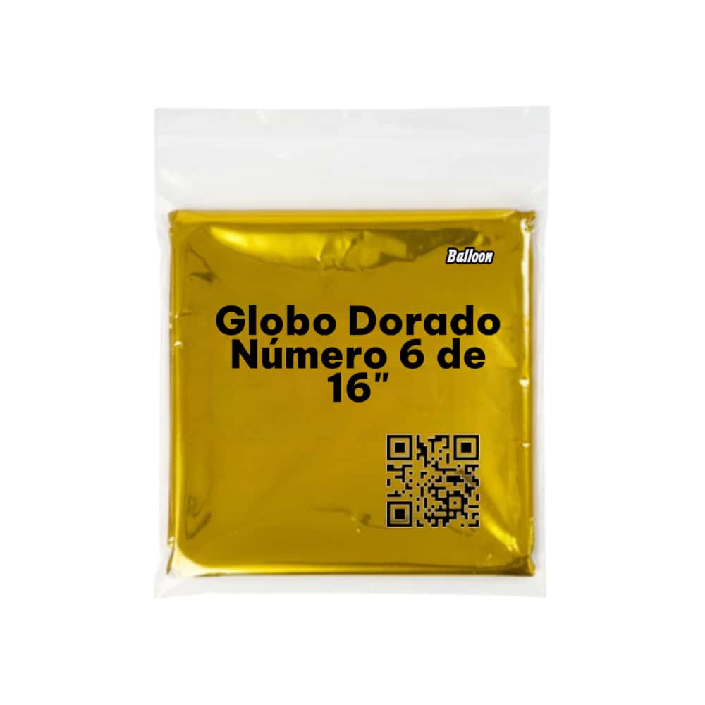 Globo dorado Número 6 16 pulgadas Balloon - Miniatura 2