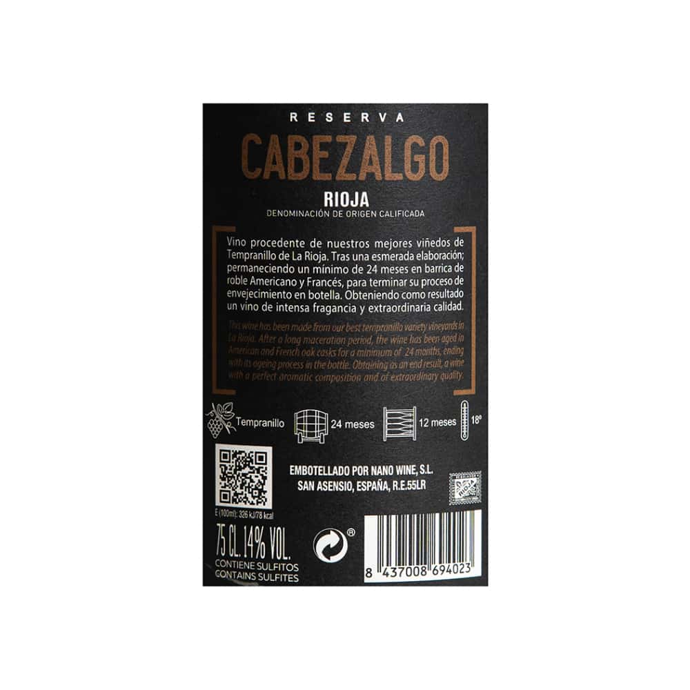 Vino tinto Rioja Reserva Cabezalgo (750 ml) - Miniatura 4