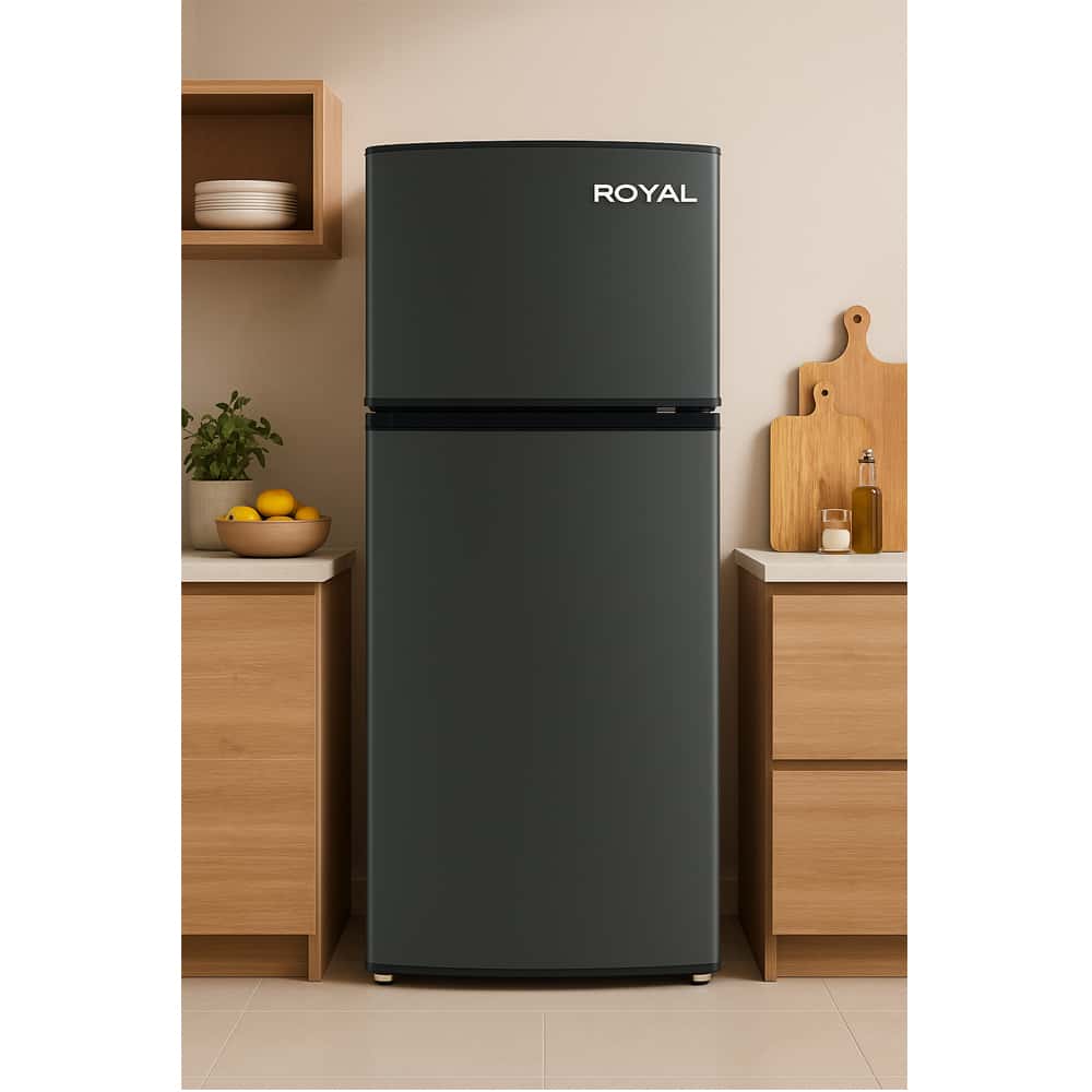 Refrigerador de 8.5 pies cúbicos negro con puertas gris oscuro Royal RF85S - Miniatura 2