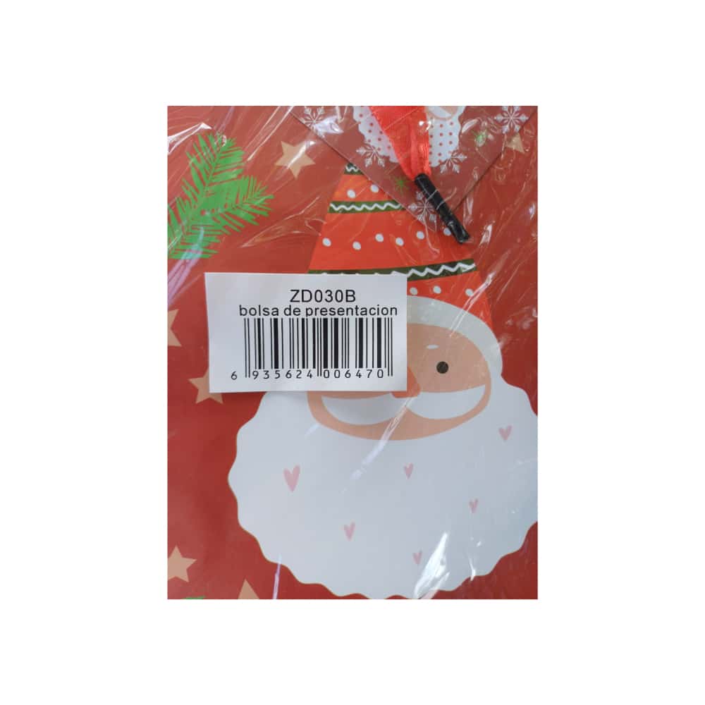 Bolsa de regalos Merry Christmas roja cara Santa Claus P53 - Miniatura 2