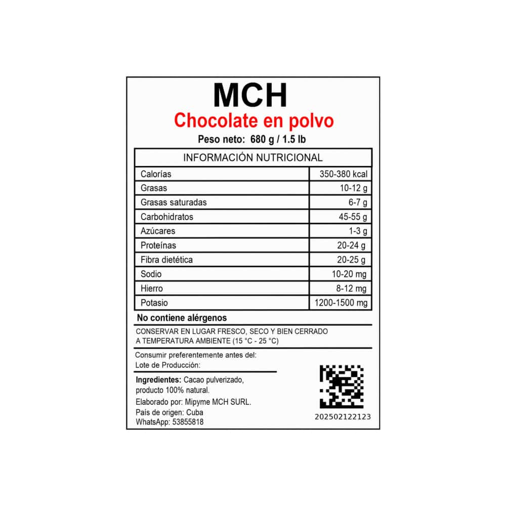 Chocolate en polvo MCH (680 g / 1.5 lb) - Miniatura 2