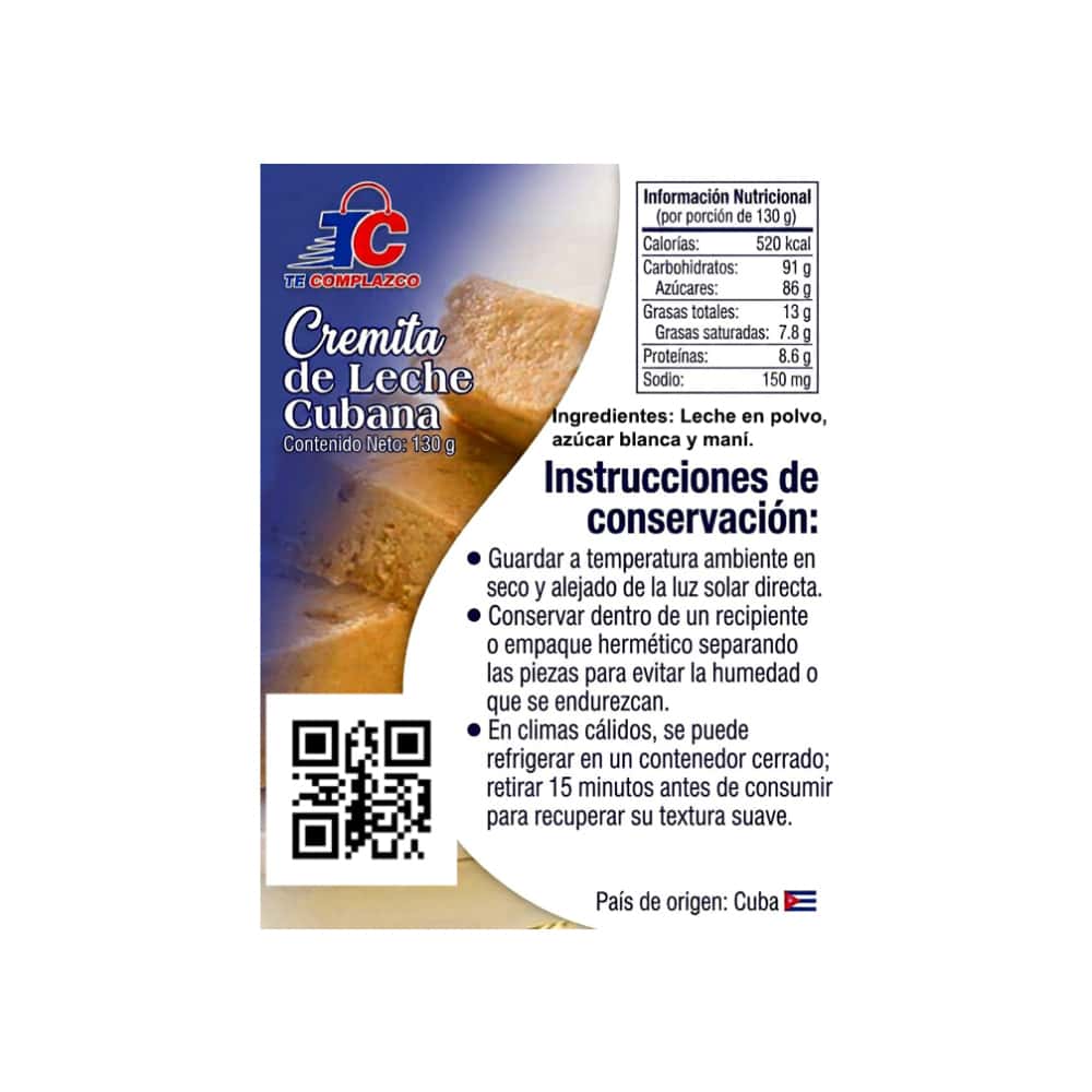 Cremita de leche cubana con maní Te Complazco (130 g / 0.29 lb) - Miniatura 3