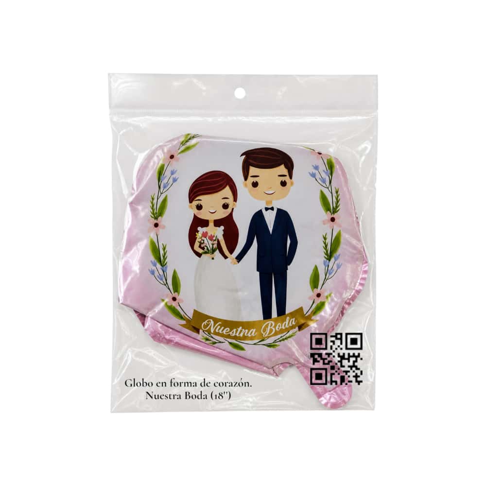 Globo en forma de corazó con cartel de Nuestra Boda Balloon (18 pulgadas) - Miniatura 2