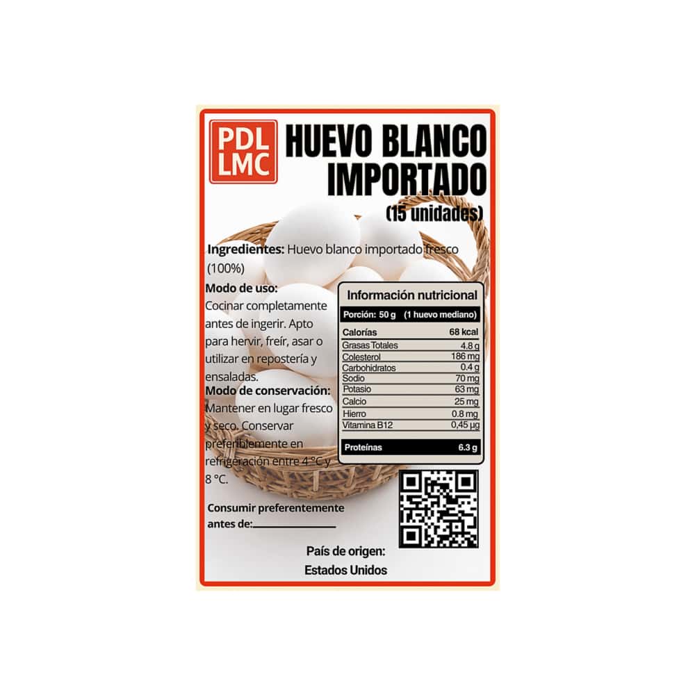 Huevo blanco importado PDL LMC (15 U) - Miniatura 3