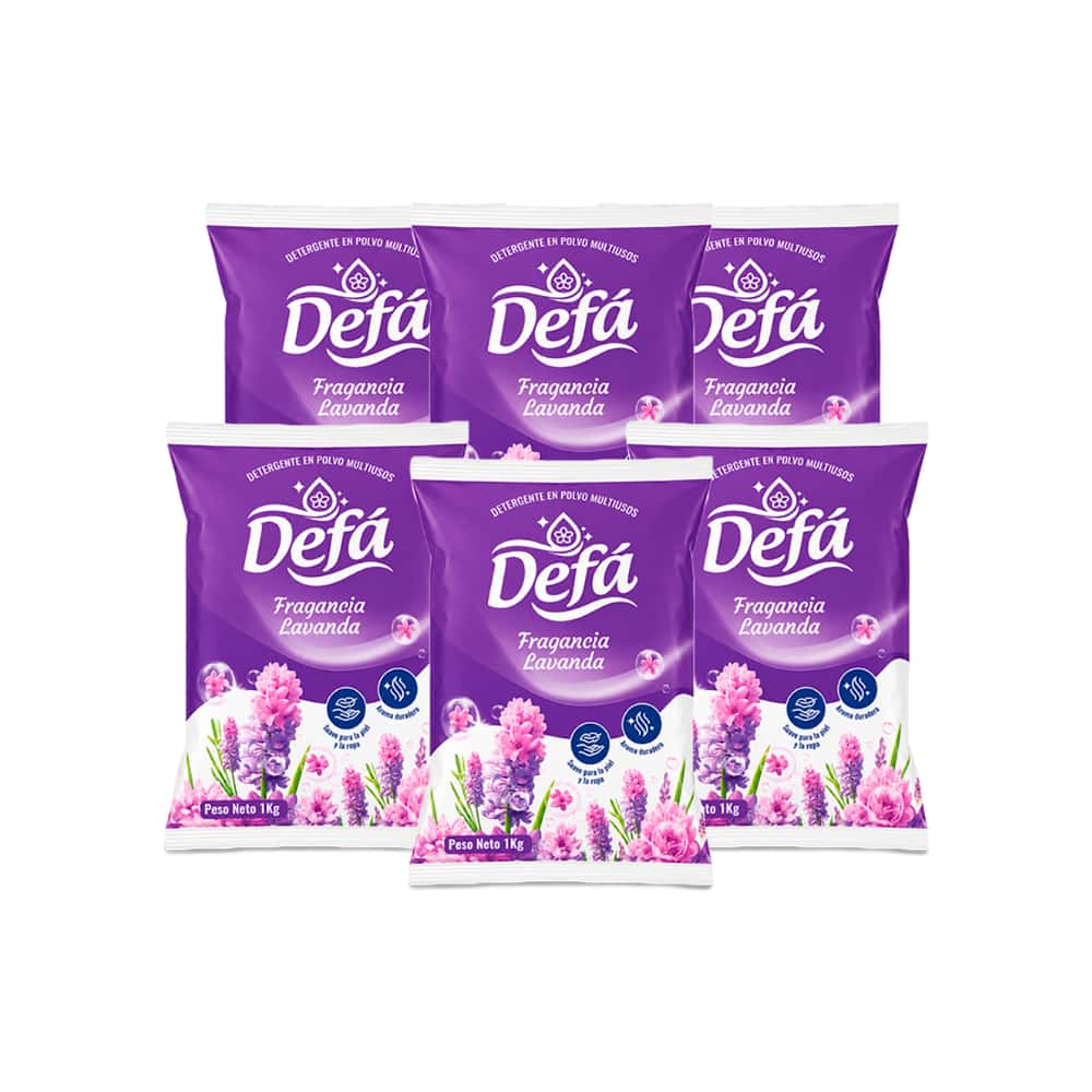 Detergente en polvo multiusos fragancia de lavanda Defá (6 x 1 kg / 2.2 lb) - Miniatura 1
