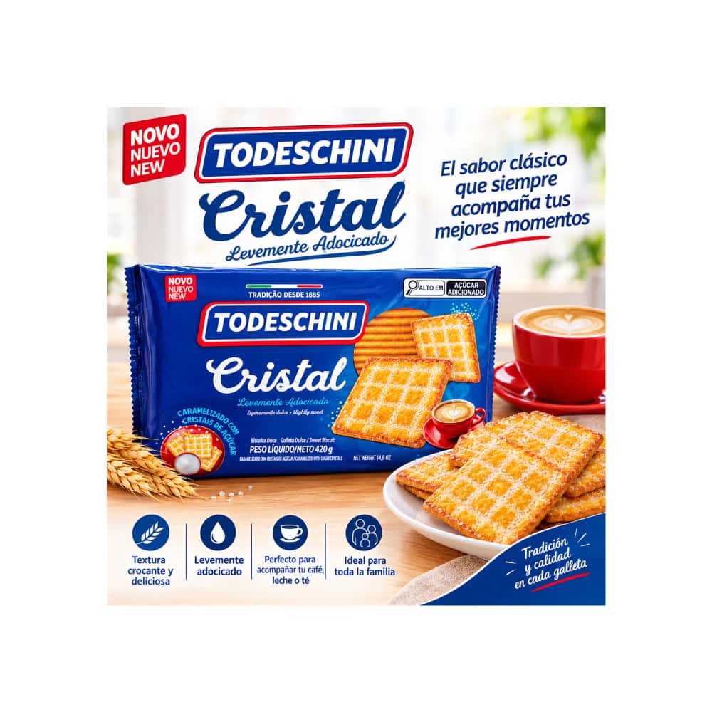 Galletas dulces caramelizadas con cristales de azúcar Todeschini Cristal (20 x 420 g / 14,8 oz) - Miniatura 4