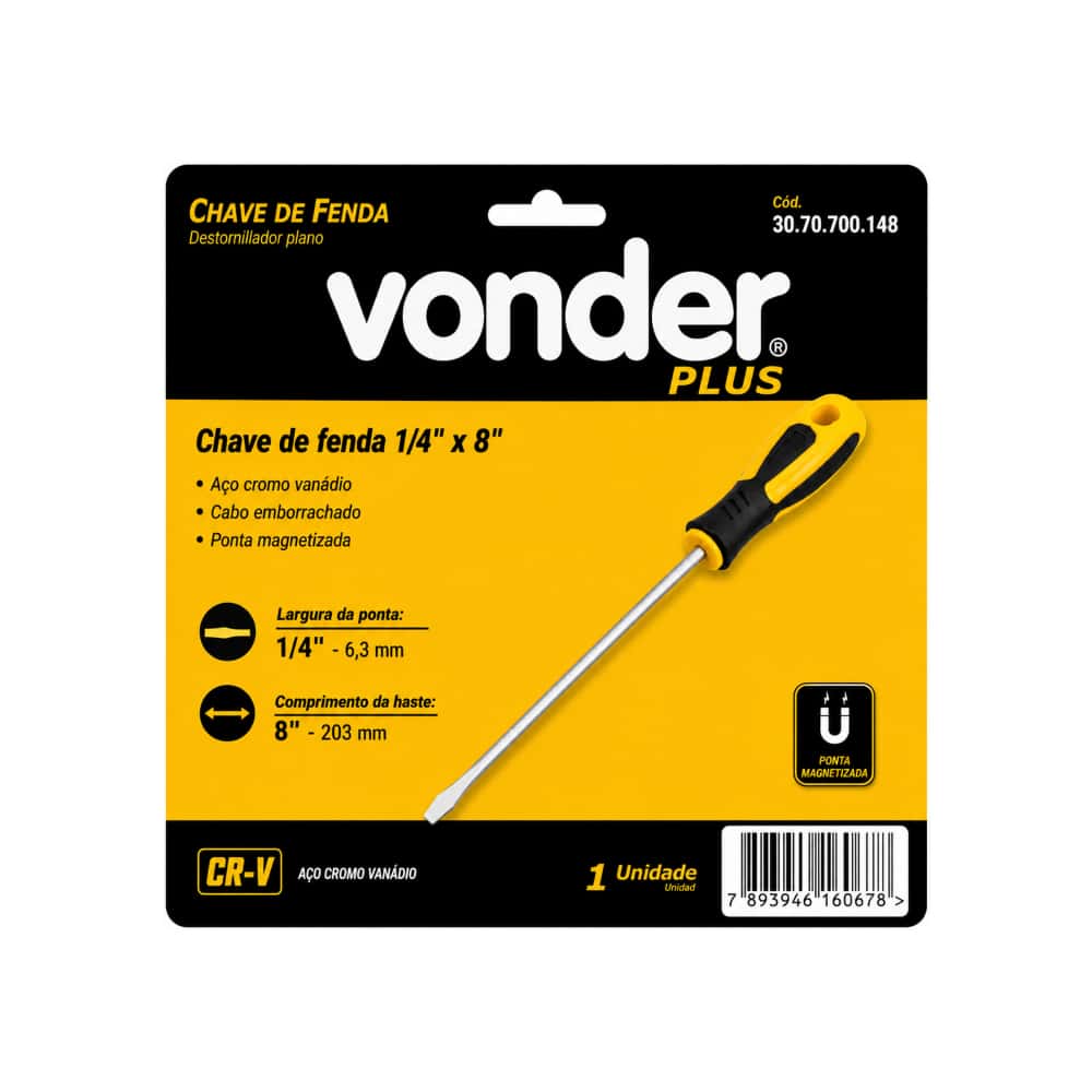 Destornillador de paleta 1/4" x 8" Vonder - Miniatura 7