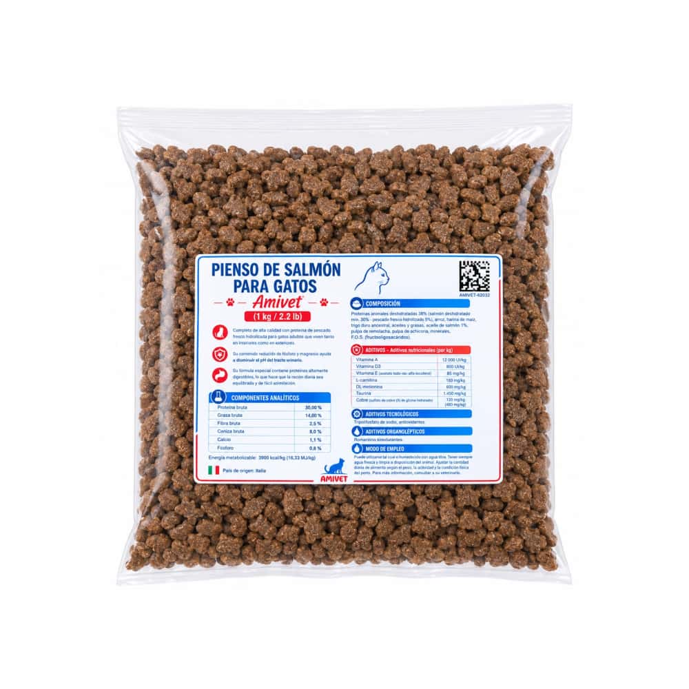 Pienso con sabor a salmón para gatos AMIVET (1 kg / 2.2 lb) - Miniatura 2