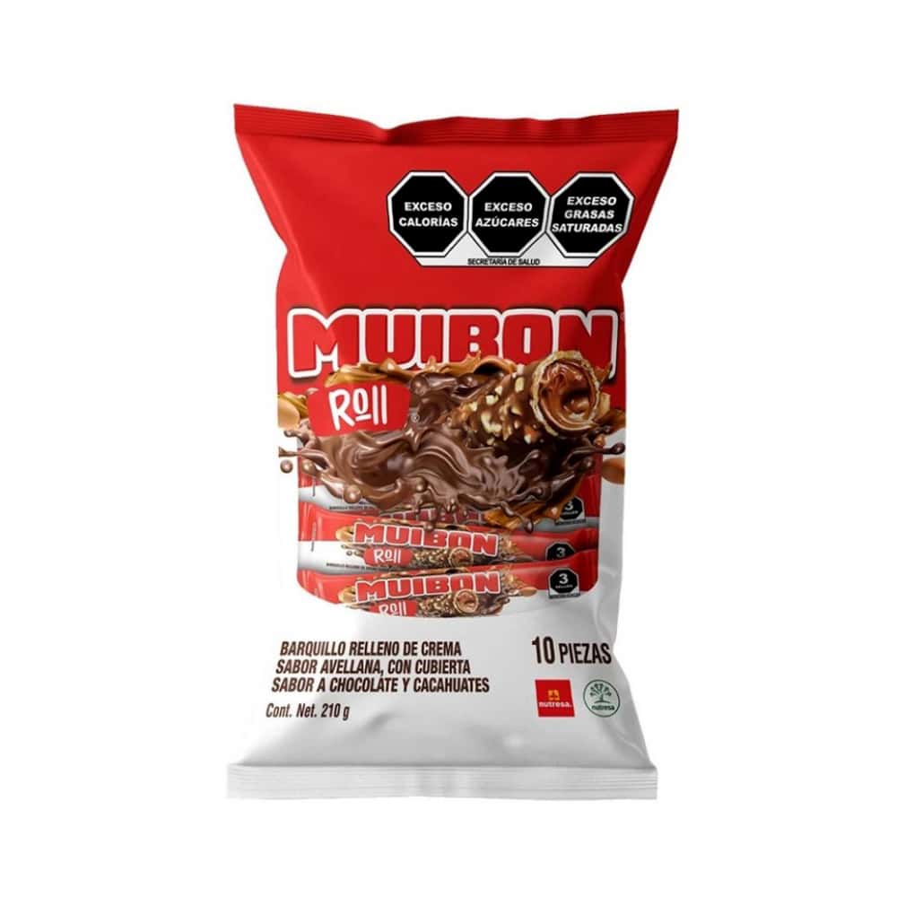 Barquillo relleno de crema sabor avellana con cubierta sabor a chocolate y cacahuete Muibon (210 g / 7.40 oz) - Miniatura 1