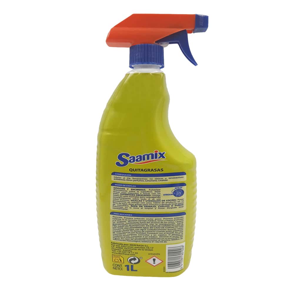Quitagrasas sin espuma con aroma a limón Saamix (1 L) - Miniatura 3