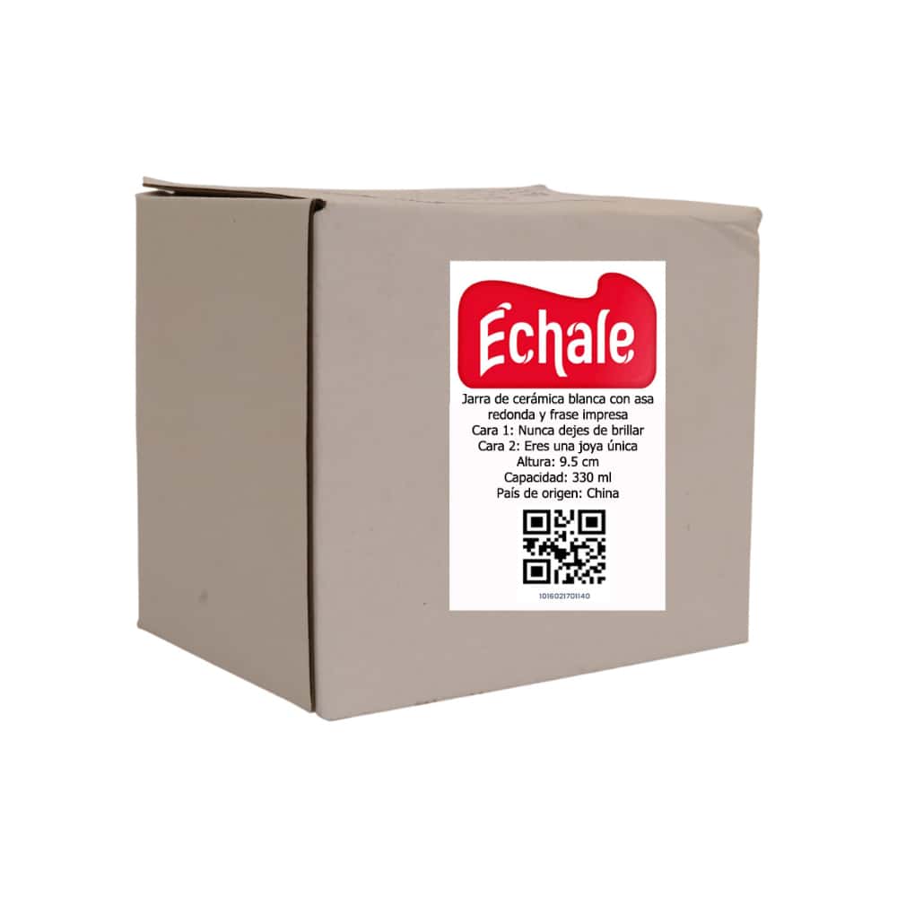 Jarra de cerámica blanca de 330 ml con frase impresa Nunca dejes de brillar Échale - Miniatura 5