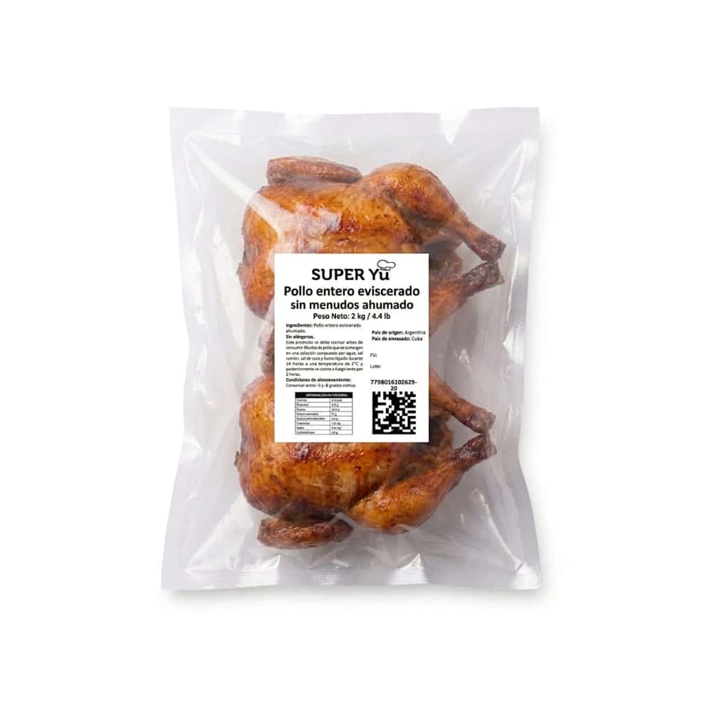 Pollo entero eviscerado sin menudos ahumados Super YU (2 kg / 4.4 lb) - Miniatura 3