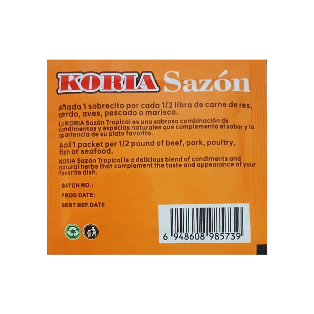 Sazón tropical con culantro y achiote Koria (6 g) - Miniatura 2