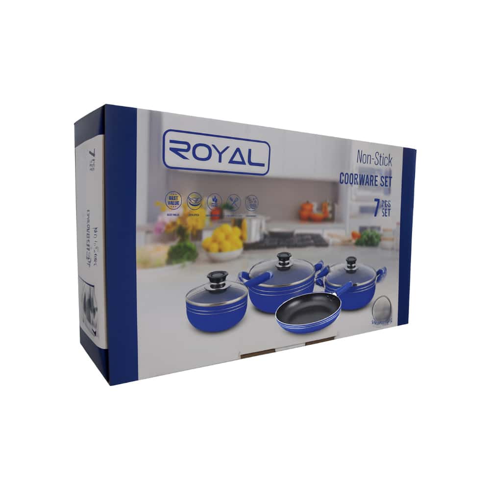 Juego de 7 piezas de ollas y sartenes de inducción antiadherentes color azul Royal - Miniatura 3