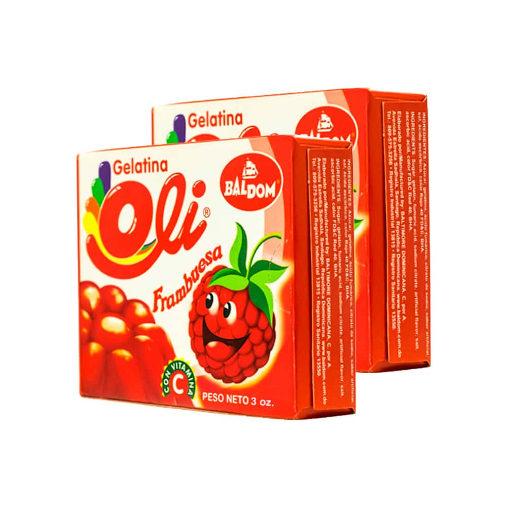 Gelatina sabor frambuesa Oli (2 x 85 g / 3 oz) - Miniatura 1