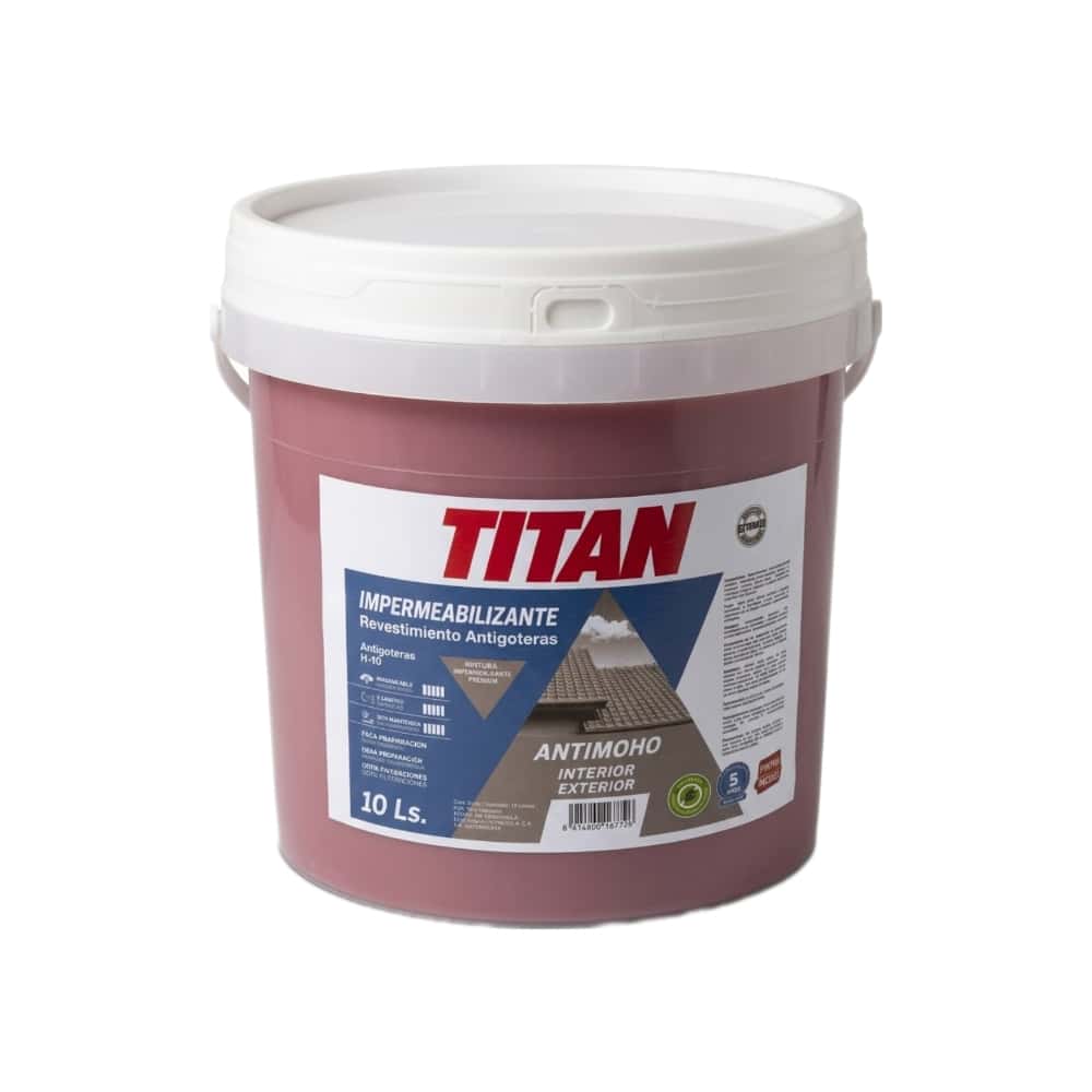 Pintura impermeabilizante revestimiento antigoteras color rojo TITAN (10 L) - Miniatura 1