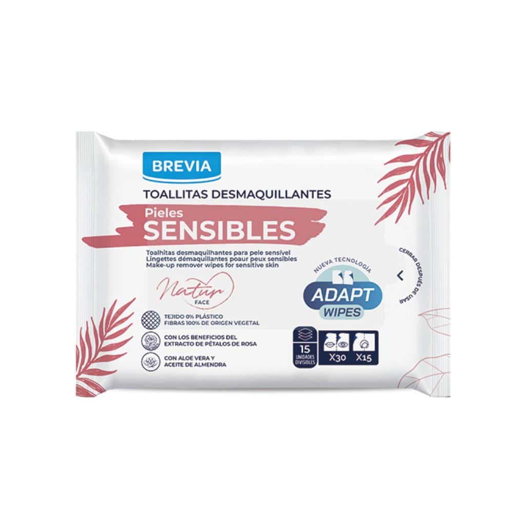 Toallitas desmaquillantes para pieles sensibles Brevia (15 U) - Miniatura 1