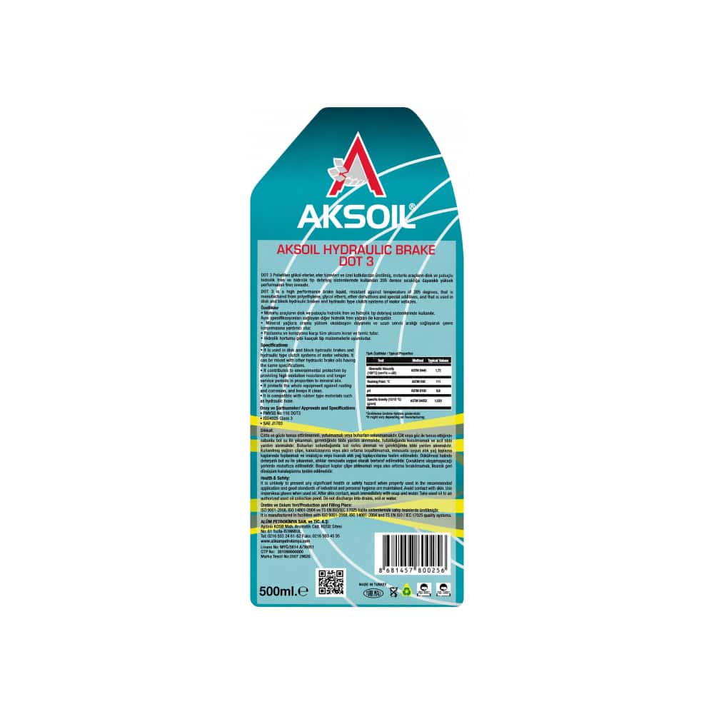 Líquido sintético para frenos y embrague DOT 3 Aksoil (500 ml) - Miniatura 3