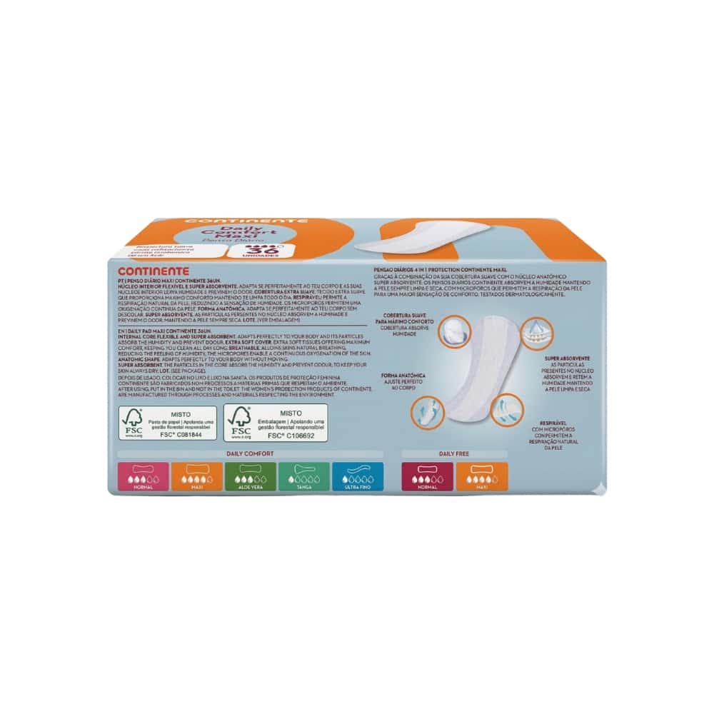 Compresas sanitarias diarias Comfort Maxi Continente (36 U) - Miniatura 2