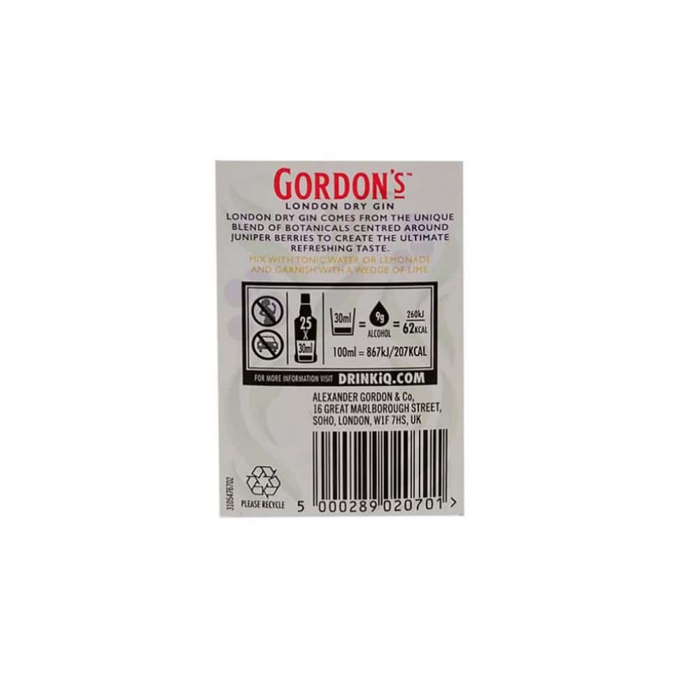 Ginebra London Dry Gin Gordon's (750 ml) - Miniatura 3