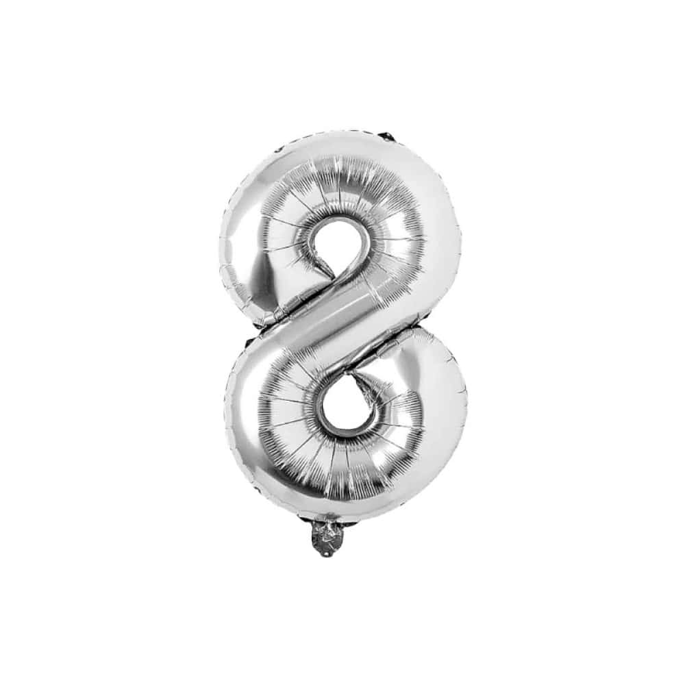 Globo plateado número 8 Balloon (16 pulgadas) - Miniatura 1