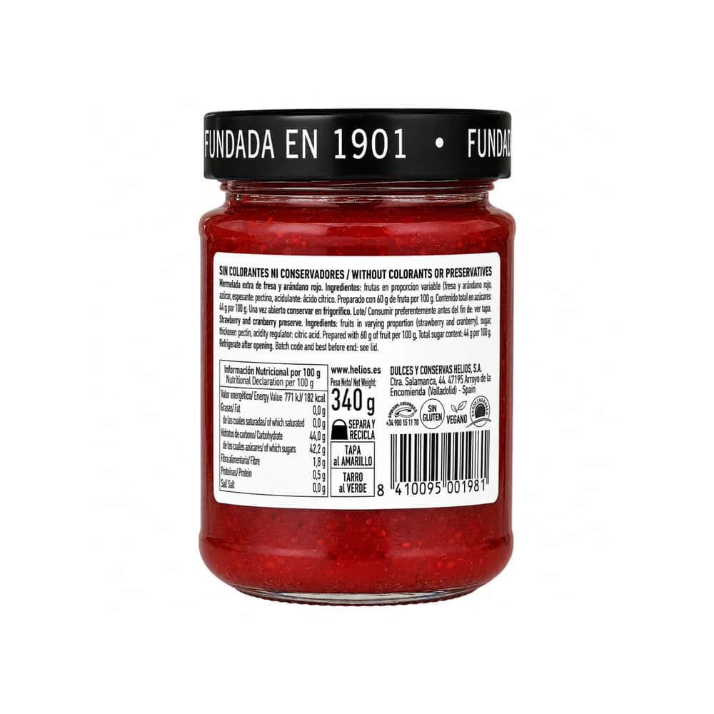 Mermelada extra de fresa y arándano rojo Helios (340 g / 11.9 oz) - Miniatura 3