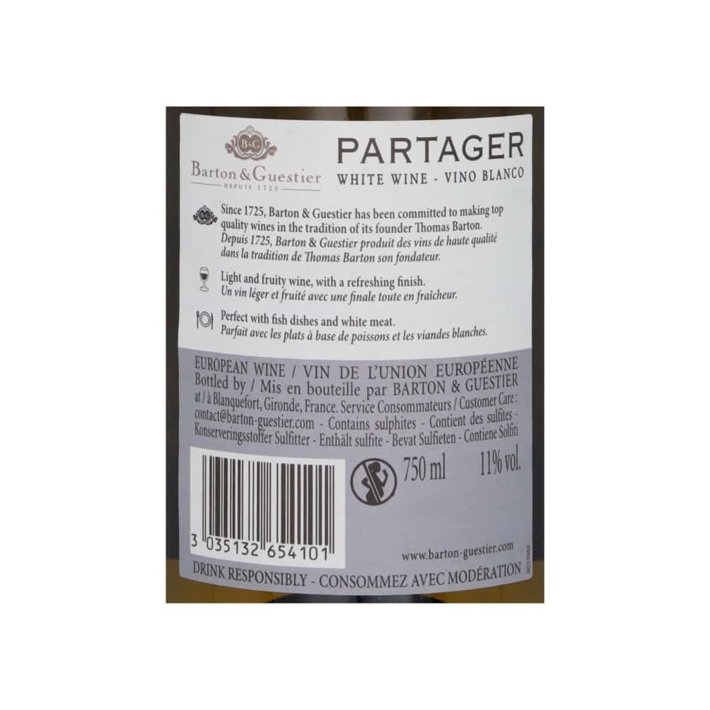 Vino blanco Partager Barton & Guestier (750 ml) - Miniatura 2