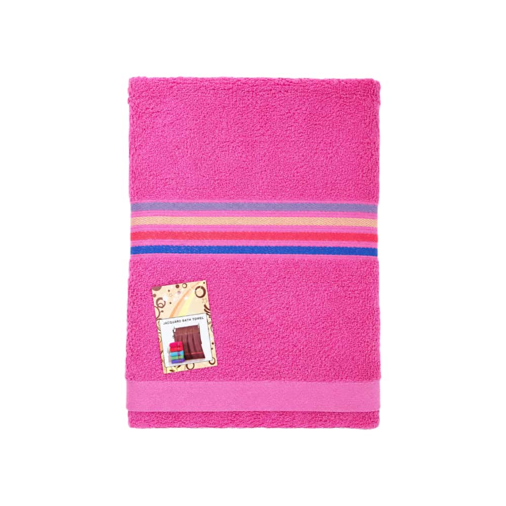 Toalla de baño grande color rosado 70 cm x 140 cm Jacquard - Miniatura 1