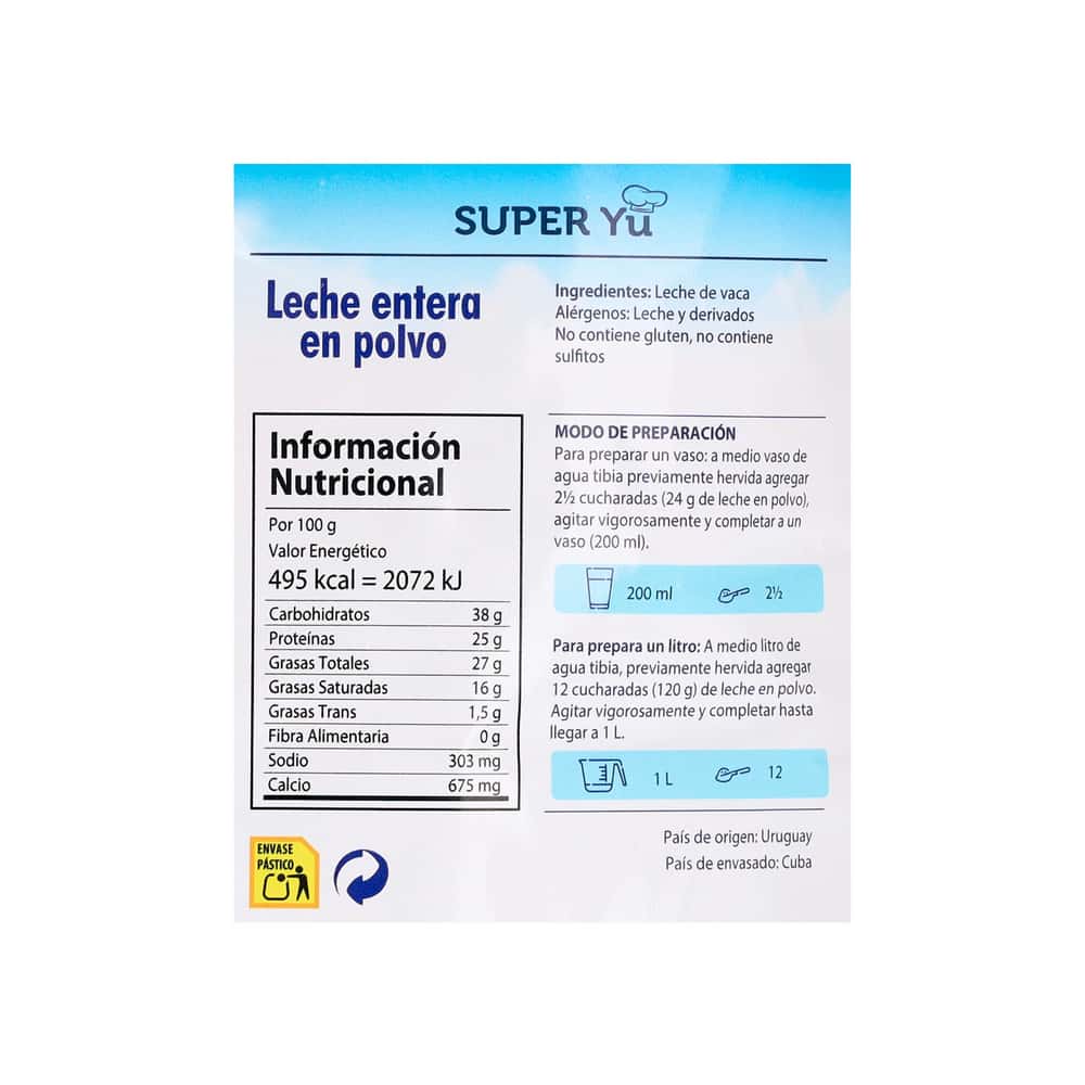Leche entera en polvo Super Yu (907 g / 2 lb) - Miniatura 3