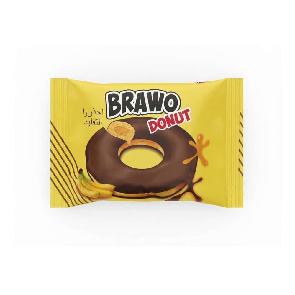 Dona rellena de crema de plátano y cubierta con cacao Brawo ANI (40 g / 1.41 oz) - Miniatura 1