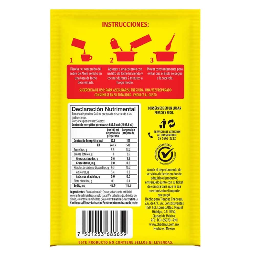 Fécula de maíz para preparar atole sabor chocolate Selecto (47 g / 1.65 oz) - Miniatura 5