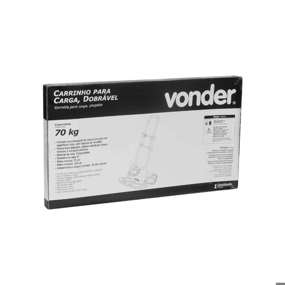 Carretilla - carrito plegable para carga 70 kg Vonder - Miniatura 3