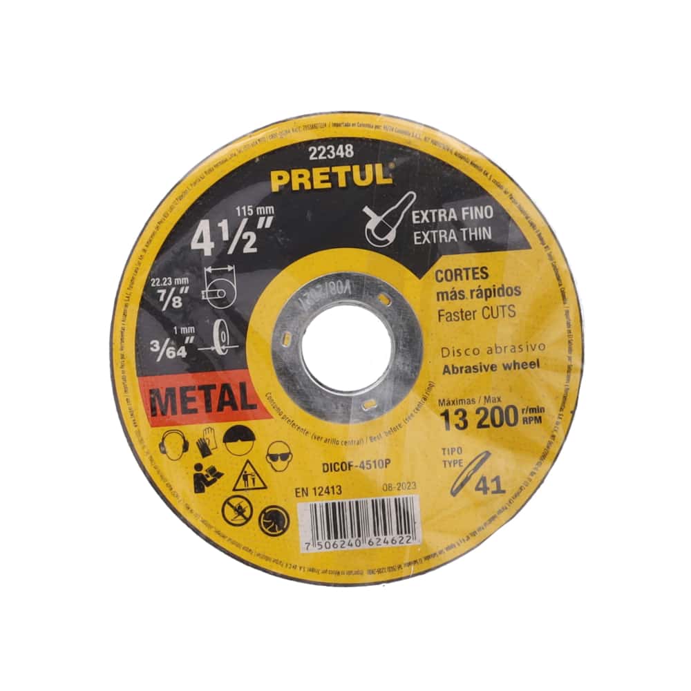 Conjunto de 10 disco abrasivo corte metal Pretul DICOF-4510P - Miniatura 2