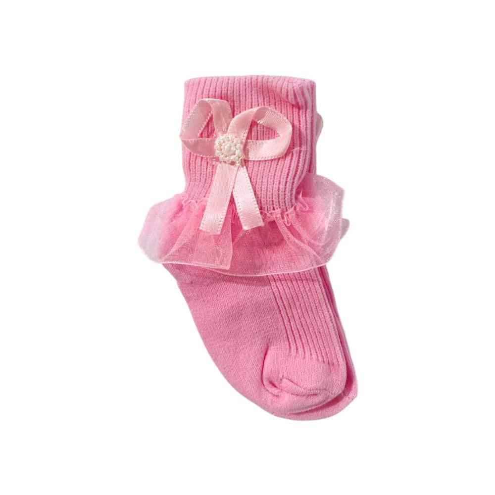 Par de calcetines con tul color rosado para bebé Baby Luna (Talla 0-1 mes) - Miniatura 1