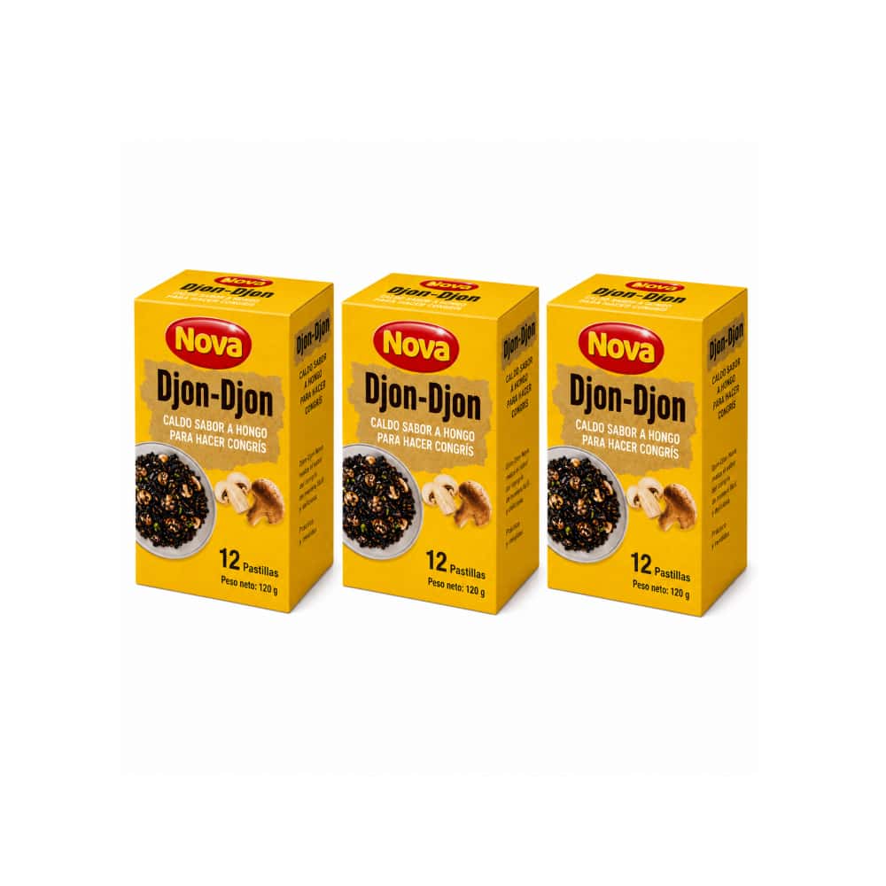 Caldo sabor a hongo para congrís Djon-Djon Nova (3 x 120 g) - Miniatura 1