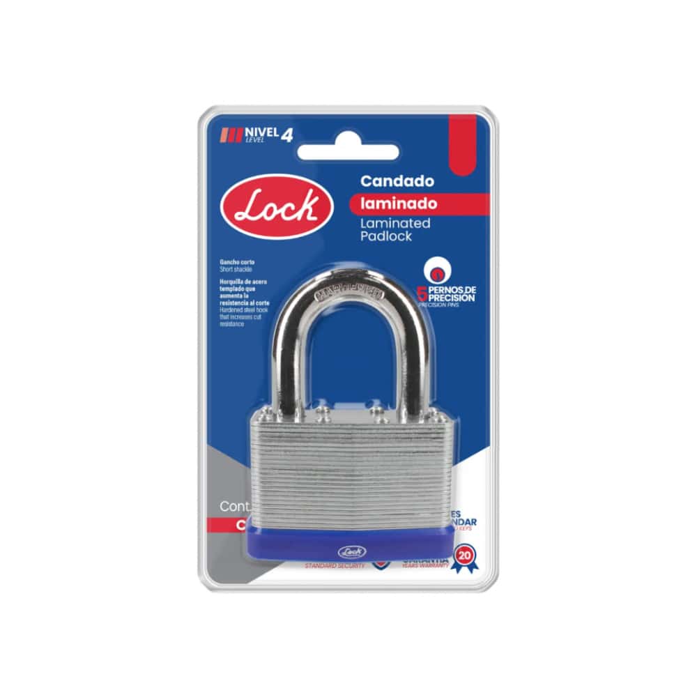 Candado laminado de gancho corto de 65 mm Lock C23S65 - Miniatura 2