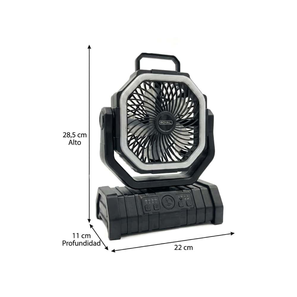 Ventilador recargable portátil multifuncional color negro Royal RA65REB (1 U) - Miniatura 4